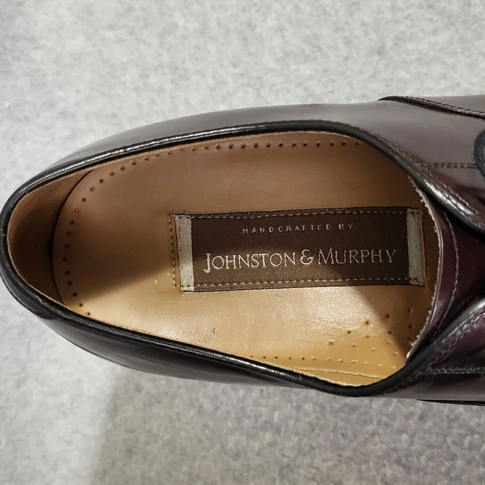 Johnston & Murphy Melton Shoe 10 B/AA Burgundy Leather Oxford Cap Toe 222985
